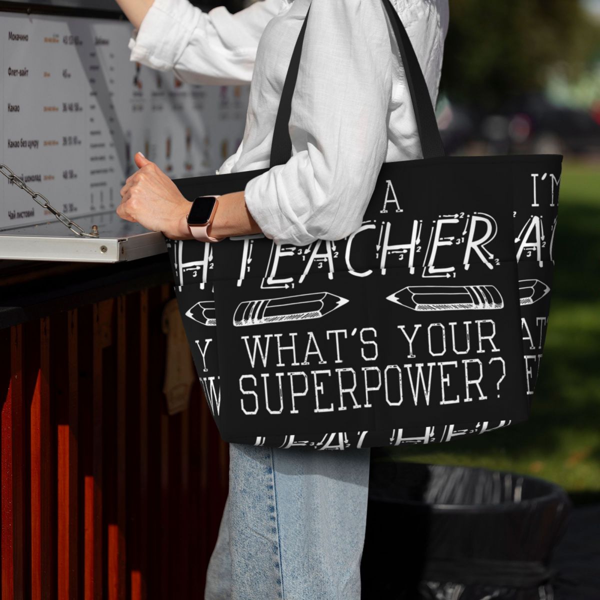 Yoga Fitness Teacher - ฉันเป็นครู กระเป๋าโท้ทชายหาดพลังพิเศษของคุณคืออะไร? กระเป๋าโท้ทขนาดใหญ่สำหรับเล่นกีฬา ยิม โยคะ กระเป๋าเดินทางสำหรับผู้หญิง
