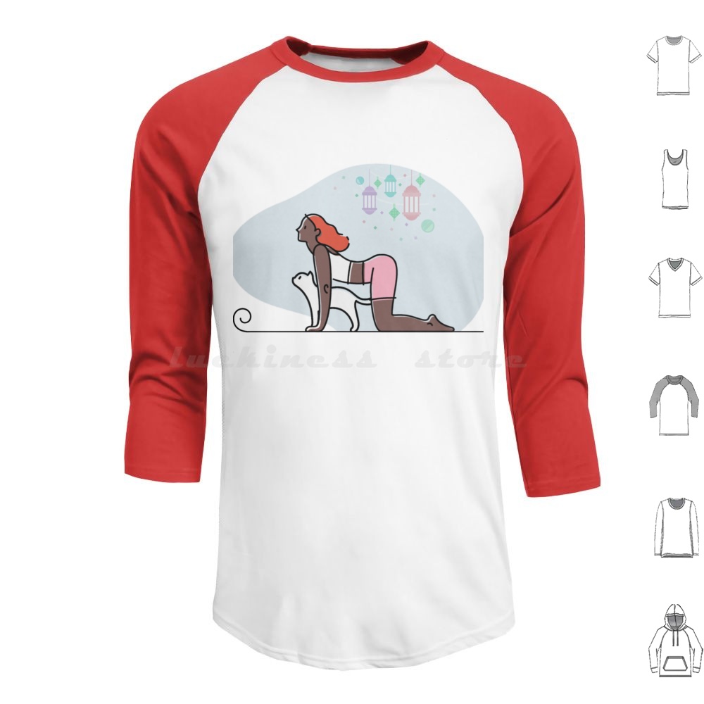 Yoga Fitness Hoodie - เสื้อฮู้ดโยคะลายแมว แขนยาว โยคะลายแมว ฝึกโยคะลายแมว คนรักแมว ฟิตเนส