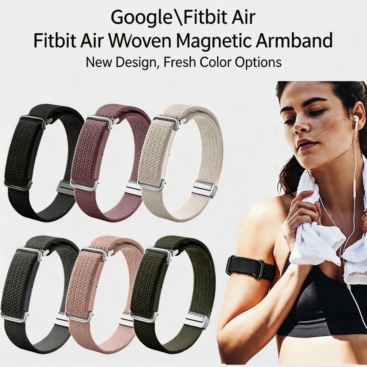 Wrist Wraps Fitness - สายรัดข้อมือและสายรัดแขนไนลอนสำหรับ Google Fitbit Air สายรัดต้นแขน ระบายอากาศได้ดี