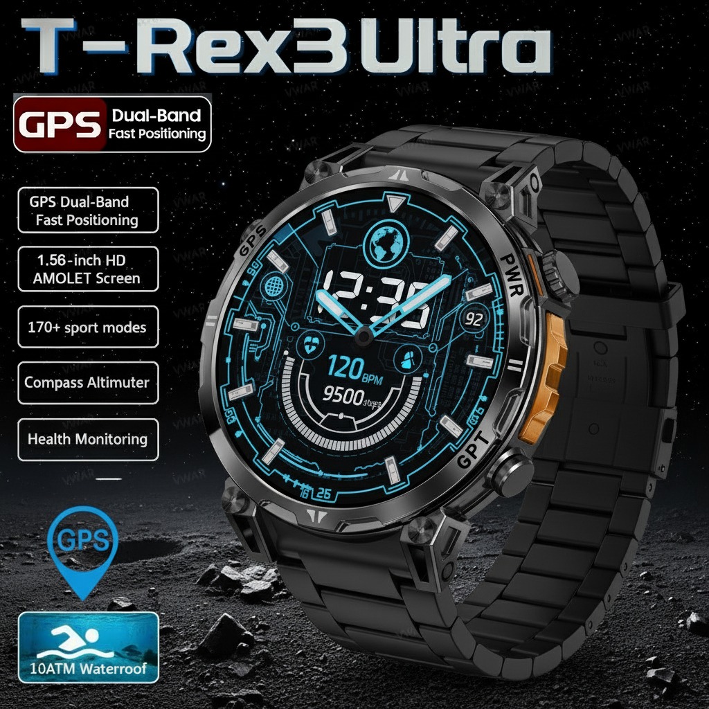 Wrist Wraps Fitness - นาฬิกาสมาร์ทวอทช์ทหารรุ่นใหม่ T-Rex 3 Pro ปี 2026