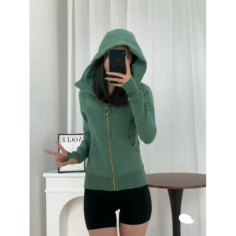 Yoga Fitness Hoodie - เสื้อแจ็คเก็ตโยคะแบบมีฮู้ดสำหรับผู้หญิงจาก Lemon พร้อมซิปเต็มตัวและปลายแขนเสื้อทรงเข้ารูป เสื้อฮู้ดสำหรับออกกำลังกาย เสื้อโค้ทสำหรับวิ่งแบบลำลอง เสื้อคลุมสำหรับออกกำลังกาย