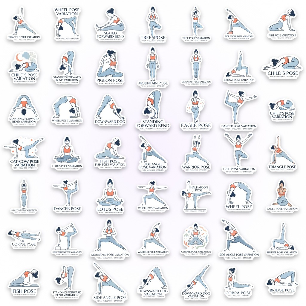 สติกเกอร์ท่าโยคะ 50 ชิ้น, สติก - Yoga Fitness Journal บทวิจารณ์และราคา