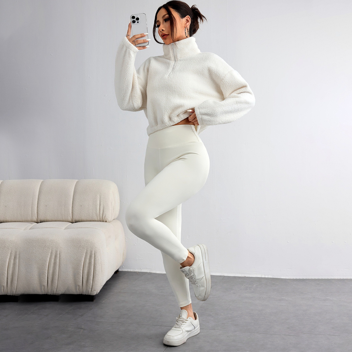 ชุดโยคะสีพื้นผ้าสเตรชสำหรับฤดู - Yoga Fitness Hoodie บทวิจารณ์และราคา