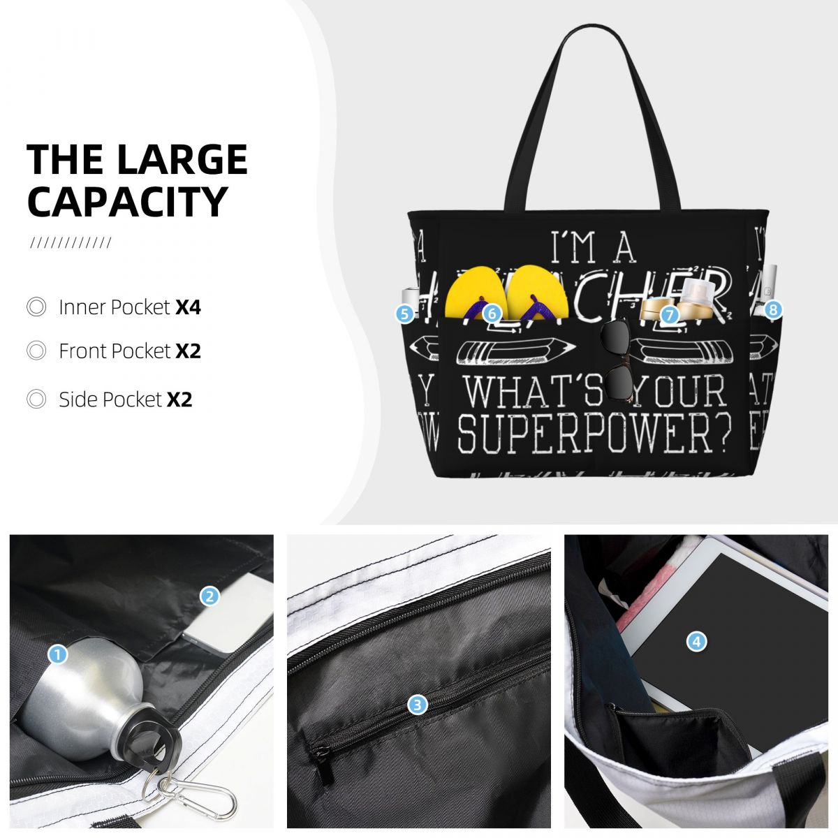 ฉันเป็นครู กระเป๋าโท้ทชายหาดพล - Yoga Fitness Teacher บทวิจารณ์และราคา