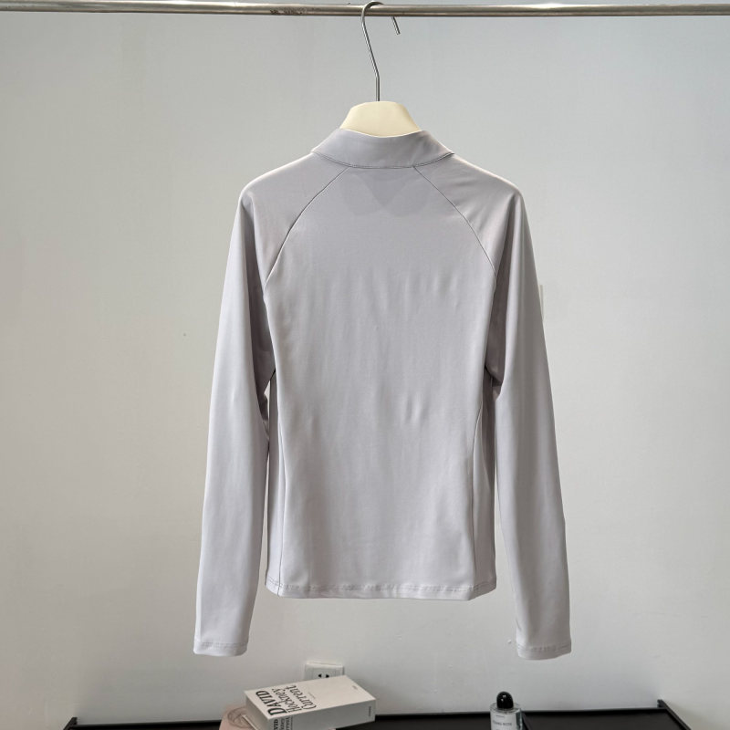 เสื้อยืดแขนยาวคอตั้งแบบซิปครึ่ - Fitness Yoga บทวิจารณ์และราคา