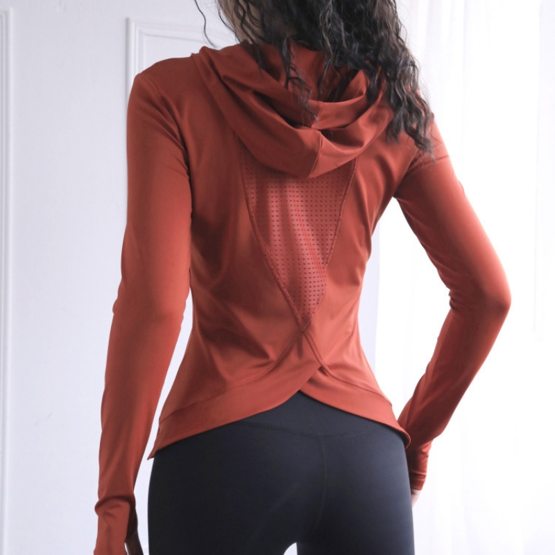 เสื้อโยคะผู้หญิงแขนยาวเปิดนิ้ว - Yoga Fitness Hoodie บทวิจารณ์และราคา